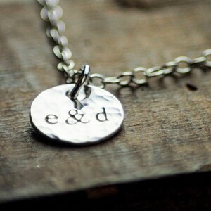 Personalized Couples Initials Necklace Hand Stamped Sterling Wedding Gift image 2