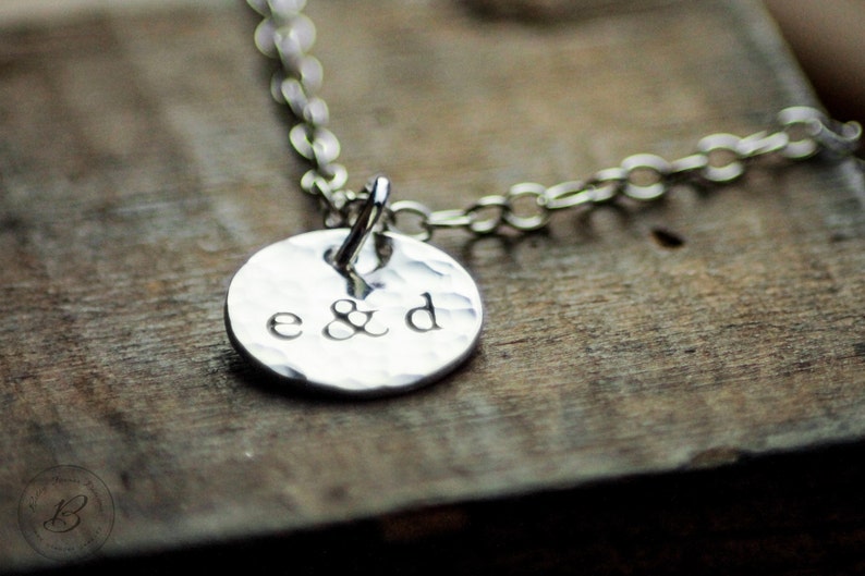 Personalized Couples Initials Necklace Hand Stamped Sterling Wedding Gift image 2