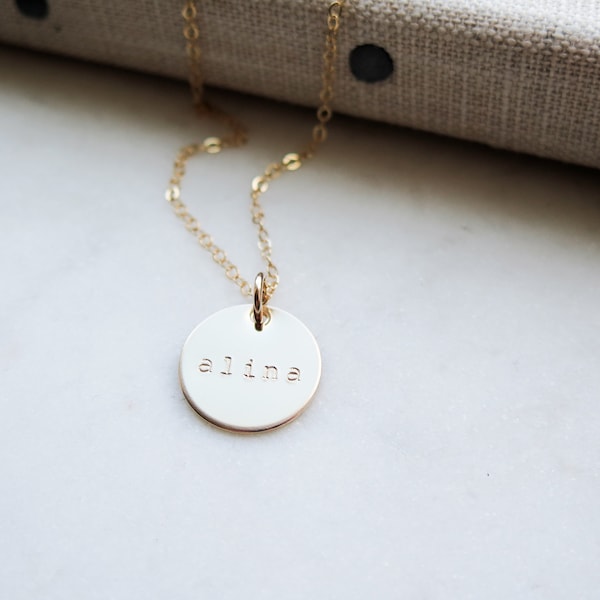 Personalized Gold Necklace - 14k Gold Fill - Hand Stamped Jewelry - Layering Necklace - Dainty Gold Necklace by Betsy Farmer Designs