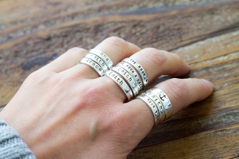 Personalized Hand Stamped Ring Sterling Silver Etsy
