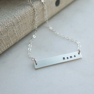 Mama Necklace Rose Gold Fill Bar Necklace Hand Stamped Jewelry by Betsy Farmer Designs Sterling and 14 KT Gold Fill Sterling Silver