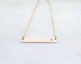 Honeybee Necklace - Simple, Dainty Hand Stamped Jewelry - by Betsy Farmer Designs