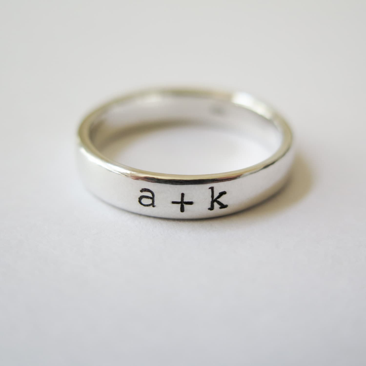 Couples Initials Ring Sterling Silver Wedding Hand Etsy