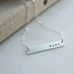 Mama Necklace Rose Gold Fill Bar Necklace Hand Stamped Jewelry by Betsy Farmer Designs Sterling and 14 KT Gold Fill image 3