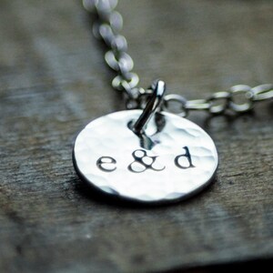 Personalized Couples Initials Necklace Hand Stamped Sterling Wedding Gift image 3