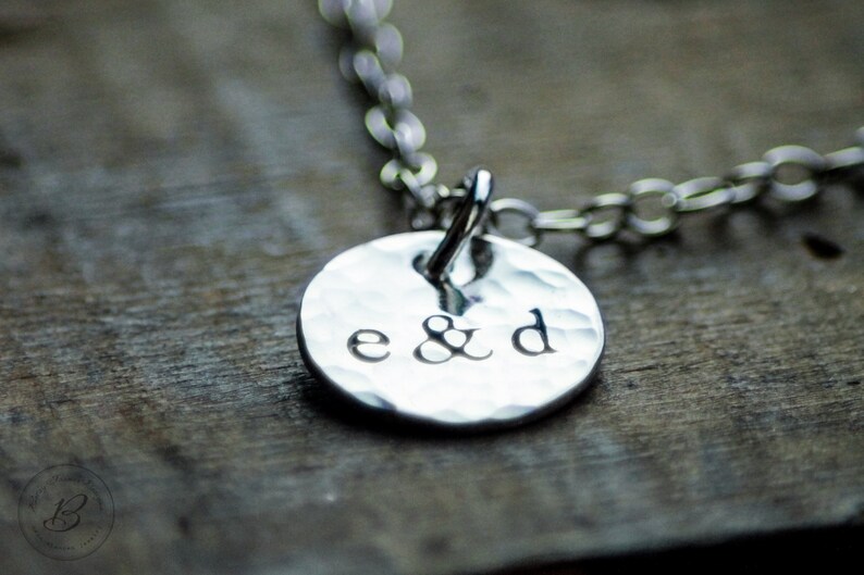 Personalized Couples Initials Necklace Hand Stamped Sterling Wedding Gift image 3