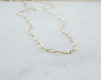 Paperclip Chain 14k Gold Fill Necklace with Optional Disc Add On