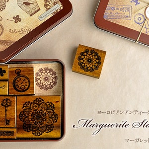 MARGARET discontinued limited edition rubber stamp set by Kodomo No Kao , stationery / camera / vintage / antique