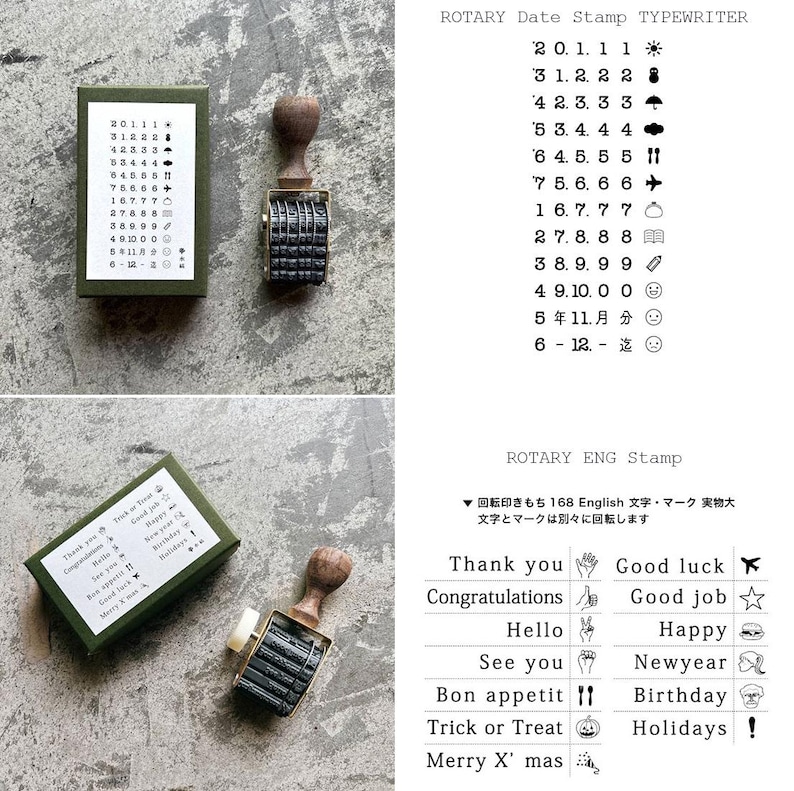Perpetual Calendar rubber stamp Mizushima , Rotary Date Typewriter / ENG stamp image 10