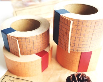 Classiky Craft Log's Packing Paper Tape RED BLUE