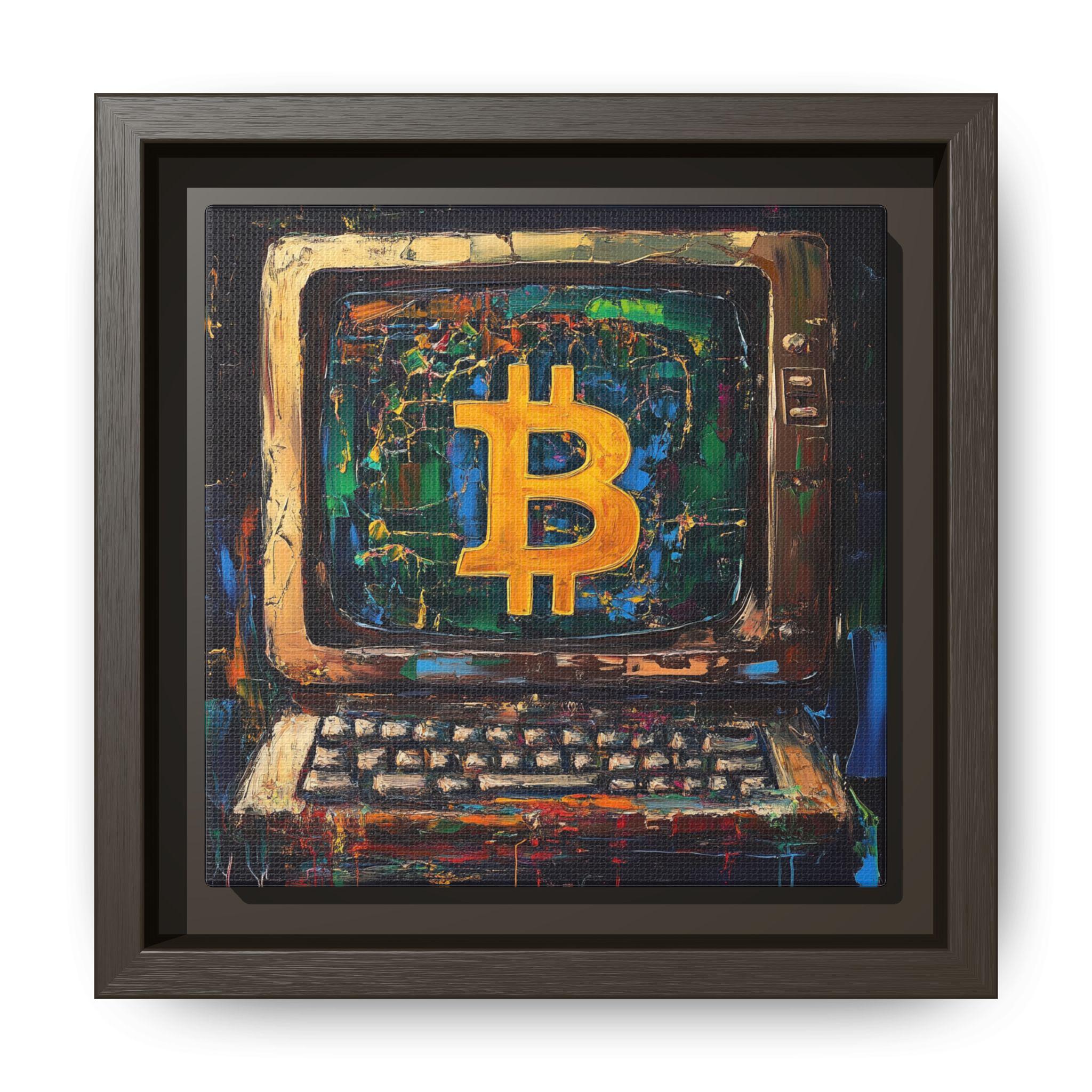 ビットコインのキャンバスアート、デジタル通貨の起源、レトロなコンピューターキャンバスに描かれたビットコイン、新表現主義の暗号アート、モダンな壁装飾 -  Etsy 日本