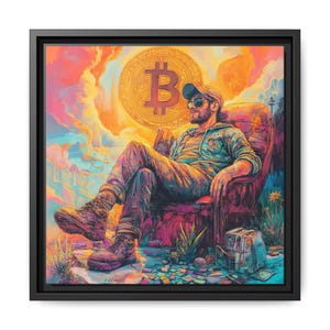 Bitcoin Canvas Art, Bitcoin Dreamscape, Crypto Lifestyle Artwork Canvas, Psychedelic Digital Illustration, Modern Wall Decor