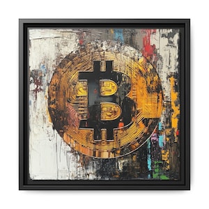 Bitcoin Canvas Art, Digital Gold, Bitcoin Street Art Canvas, Cryptocurrency Graffiti, Modern Bitcoin Wall Decor