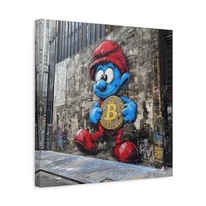 Bitcoin Canvas Art, Bitcoin Toon: Urban Crypto Street Art, Pop Culture Mural