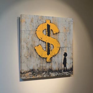 Bitcoin Shadows Canvas Wall Art – Banksy-Inspired Capitalism Print, Modern Bitcoin Decor