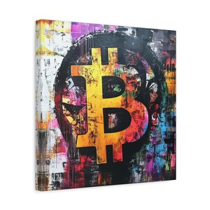 Bitcoin Canvas Art, Digital Revolution: Bitcoin in Chaos, Cryptographic Abstraction