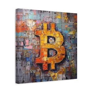 Bitcoin Canvas Art, Digital Mosaic: Bitcoin Fragmentation, Cryptocurrency Transformation