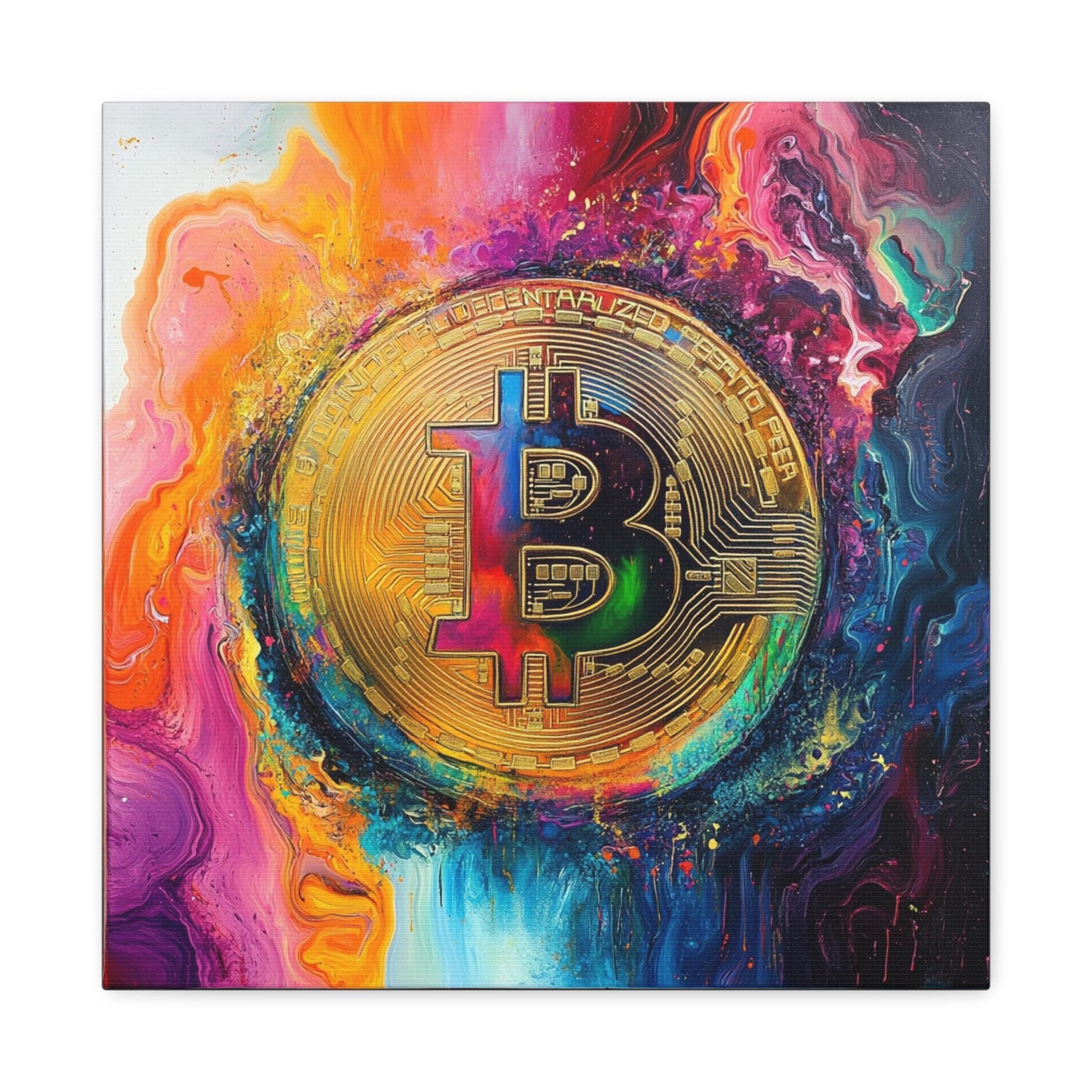 ビットコインキャンバスアート、ブロックチェーン革命：デジタル通貨の視覚化、暗号アート万華鏡