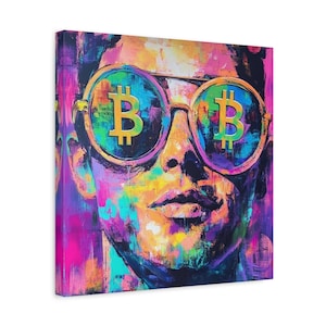 Bitcoin Canvas Art, Digital Revolution: Bitcoin Pop Art Portrait, Crypto Visionary Illustration
