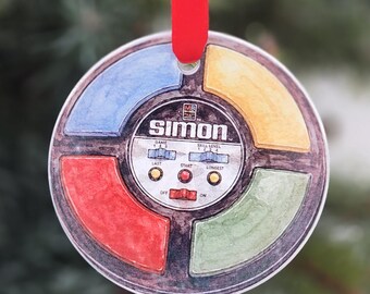 Vintage Simon Game Ornament | Retro Toy Christmas Ornament | 3" Ceramic Christmas Tree Decoration | 80s Nostalgia Gift | Gamer Holiday Decor