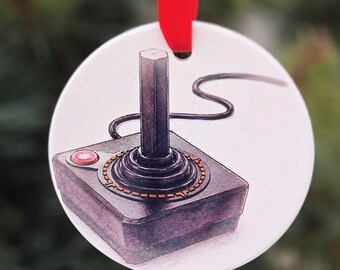 Vintage Joystick Ornament | Retro Toy Christmas Ornament | 3" Ceramic Christmas Tree Decoration | 80s Nostalgia Gift | Gamer Holiday Decor