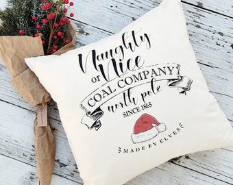 Naughty or Nice Coal Company Holiday Accent Pillow