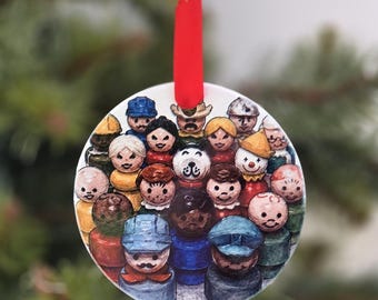 Little People Ornament | Retro Toy Christmas Ornament | 3" Ceramic Christmas Tree Decoration | 80s Nostalgia Gift | Vintage Holiday Decor