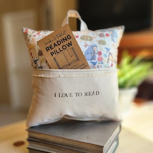 I Love to Read, Reading Pillow, Tablet Pillow, woodland fabric