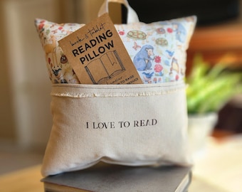 I Love to Read, Reading Pillow, Tablet Pillow, woodland fabric