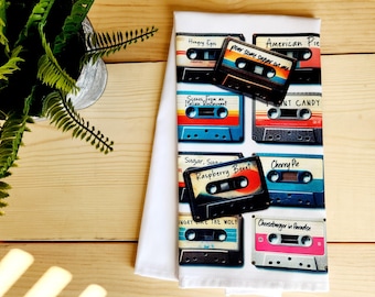 80s Cassette- Food Songs, Tea Towel, Kitchen Towel