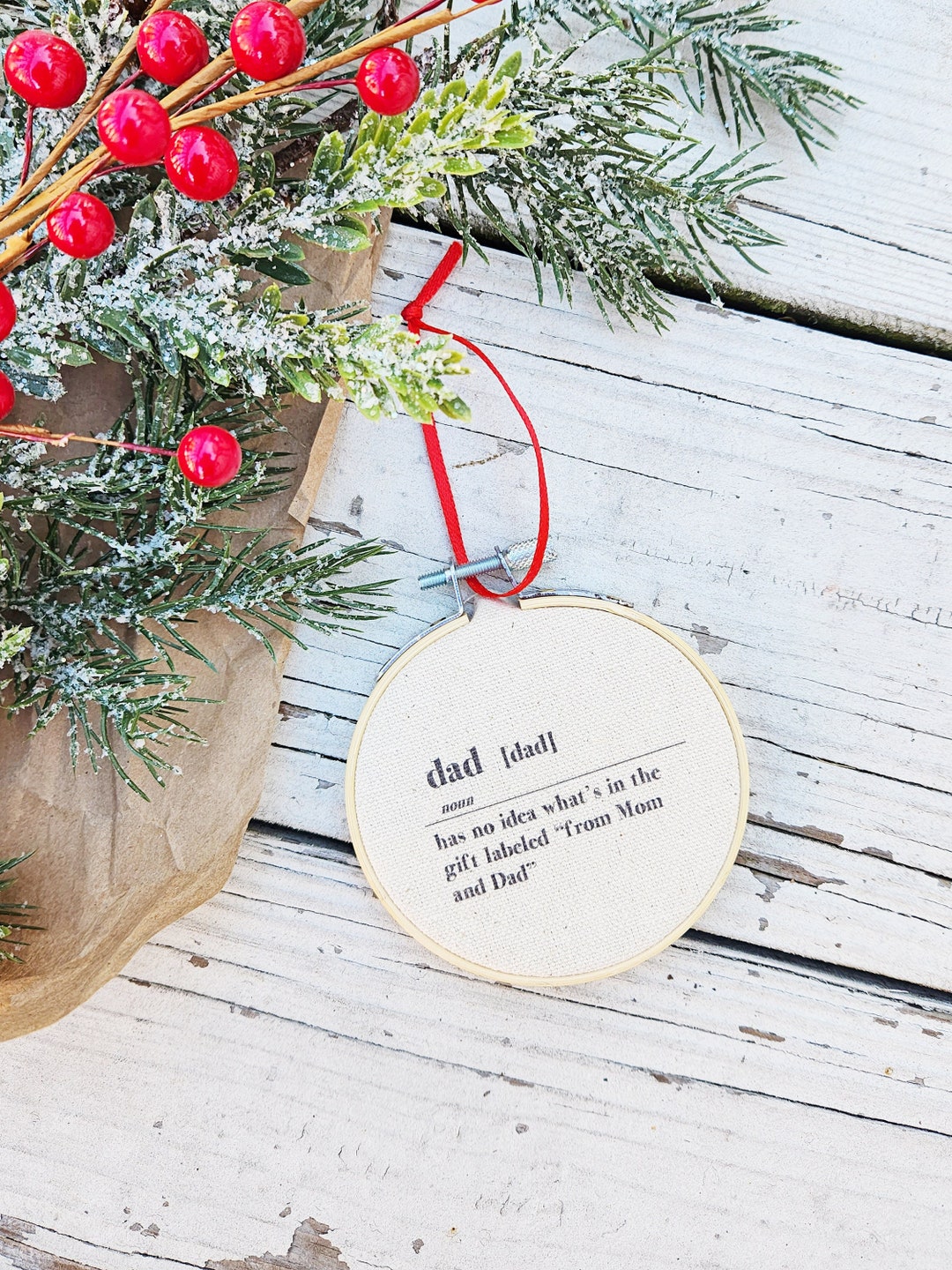 Christmas Ornament Farmhouse Style 3inch Definition of Dad Hoop