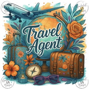 Travel Agent PNG | Colorful Travel Sublimation Design | DTF Print | Digital Download for Travel Agents | T-Shirt Graphic | Travel Vibes