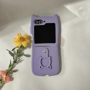 Color Candy Cat Ears Ring Phone Case For Samsung Galaxy Z Flip 6 5 4 3 ZFlip 6 Z Flip6 ZFlip6 Shockproof Cover