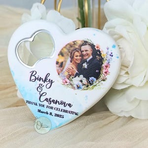 Personalized Heart Magnet Bottle Opener: Wedding, Baptism Favors
