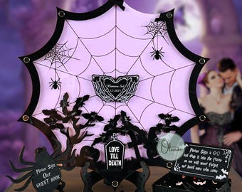 Spider Web Halloween Wedding Guest Book Alternative, Gothic Decor