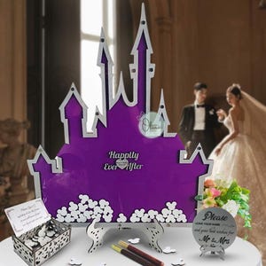 Fairytale Castle Guest Book Alternative Wooden Acrylic Drop Box Keepsake to Celebrate Your Wedding or Birthday in Style
