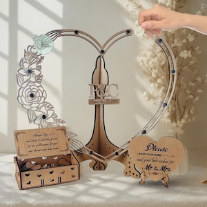 Heart Shape Wedding Guest Book Alternative Drop Box Rustic Guestbook Personalized Sign Keepsake for Wedding Reception Party Decor Gift