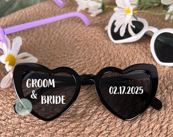 Personalized Heart Wedding Sunglasses, Bride To Be Party Favors