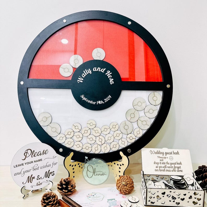 Personalized wedding drop box guestbook for Pokémon fans