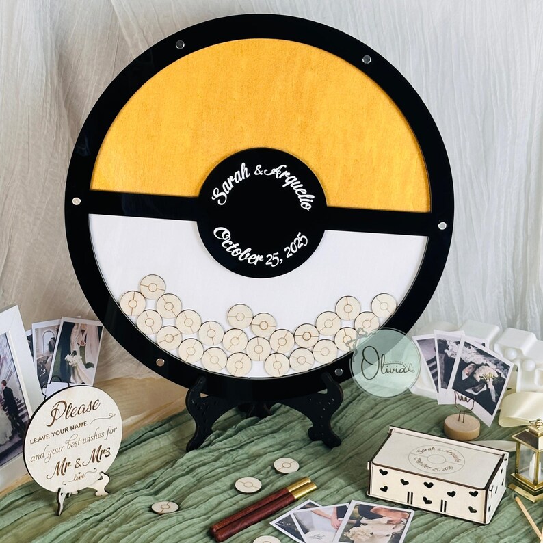 Pokémon themed wedding keepsake guest book for gaming lovers