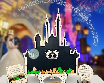 Castle Wedding Guest Book Alternative Drop Box Fairytale Guestbook Personalized Castle Sign Wooden Custom Wedding Keepsake for Reception