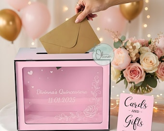 Personalised Quinceañera Red Card Box, Boho Post Box, Money Box