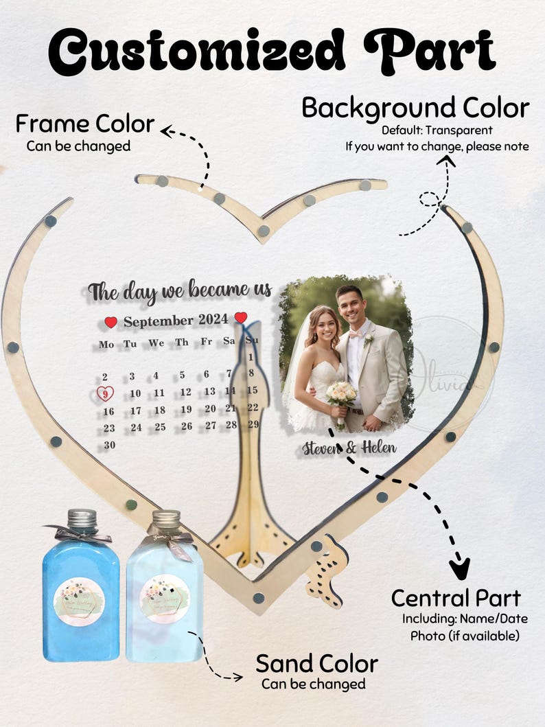 Personalized Wedding Sand Ceremony Set, Custom Unity Sand Frame for ...