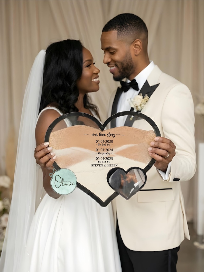 Sand Ceremony Set, Heart Unity Sand Frame for Wedding Ceremony ...