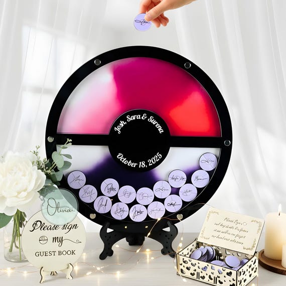 Pokeball Wedding Guest Book Personalized Drop Box Unique Gamer Wedding Decor Geek Couple Keepsake Poke Inspired Guestbook Alternative