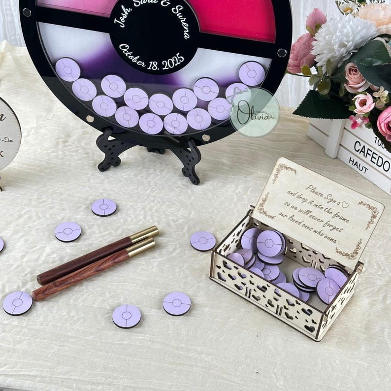 Pokémon wedding theme guest book custom engraved for couples