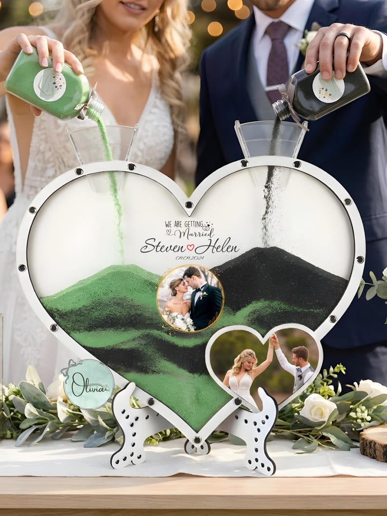 Sand Ceremony Set, Heart Unity Sand Frame for Wedding Ceremony ...