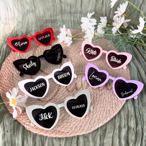 Heart Sunglasses Wedding Sunglass Personalized Bridal Sunglasses Bridesmaid Favor Ideas Wedding Reception Props Custom Bachelorette Gift