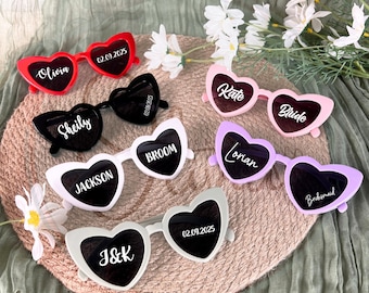 Heart Sunglasses Wedding Sunglass Personalized Bridal Sunglasses Bridesmaid Favor Ideas Wedding Reception Props Custom Bachelorette Gift