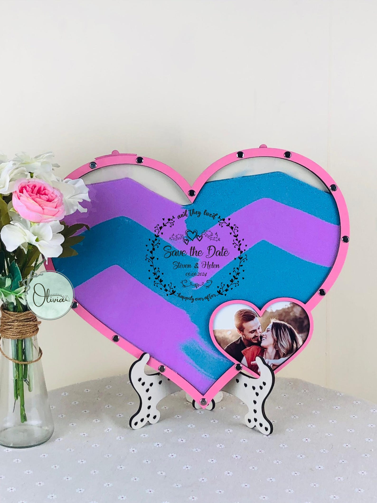 Sand Ceremony Set, Heart Unity Sand Frame for Wedding Ceremony ...